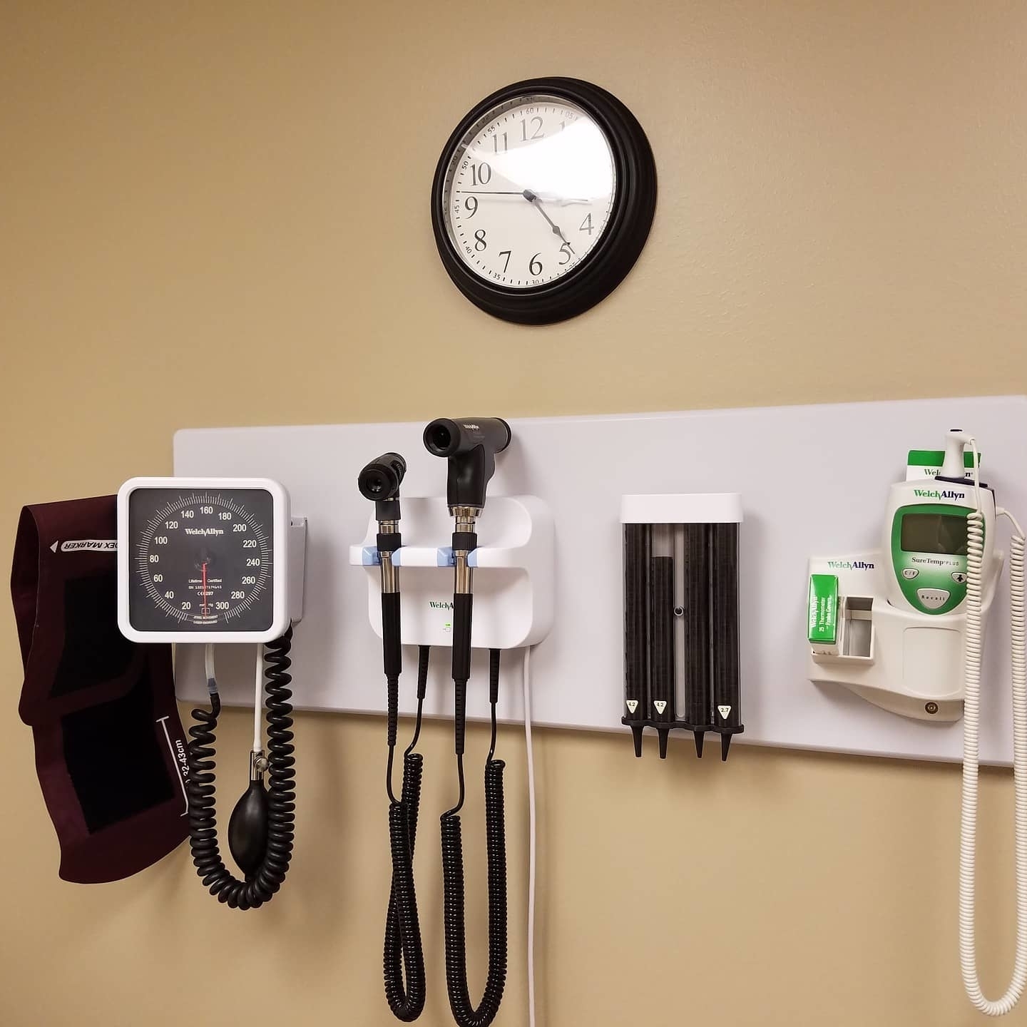 Common medical equipment hanging on a wall