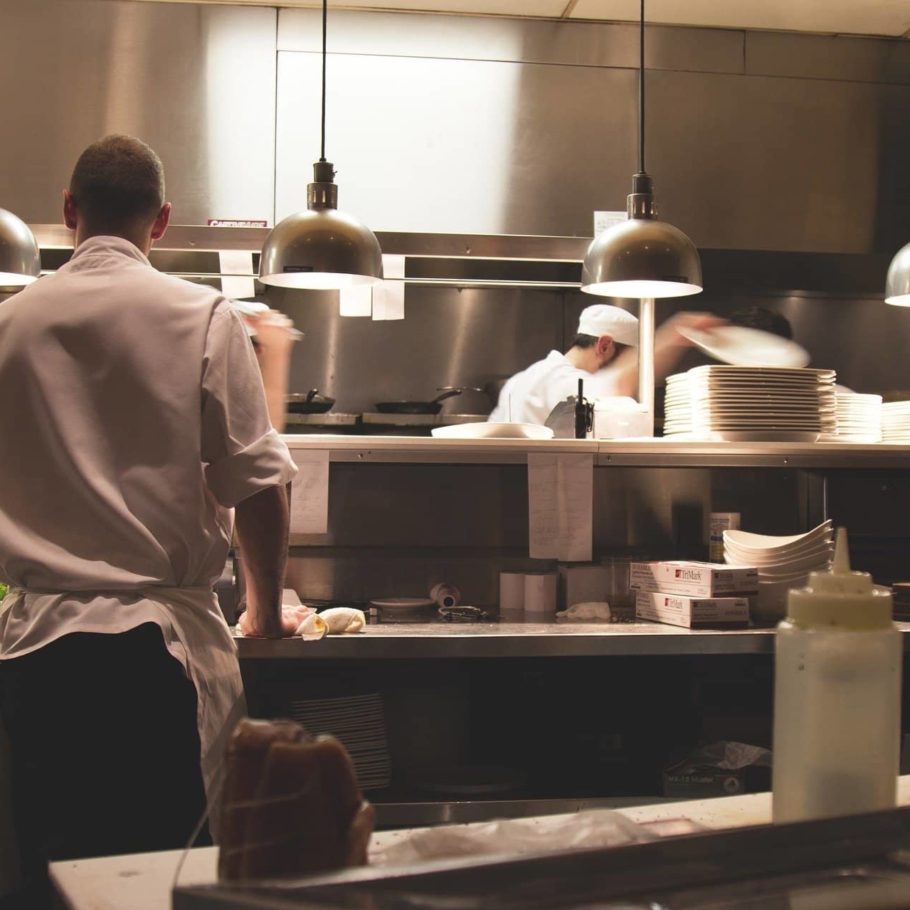Cooking equipment in a kitchen